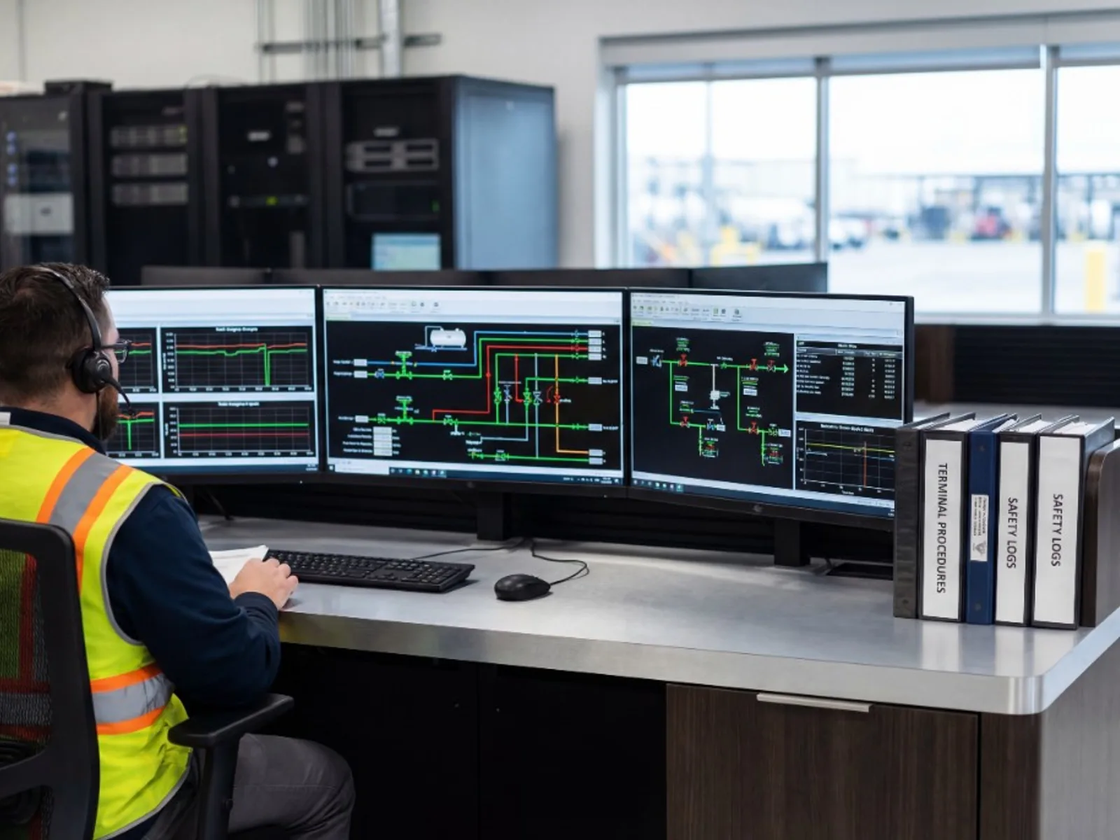 Operator monitoring terminal systems and controls